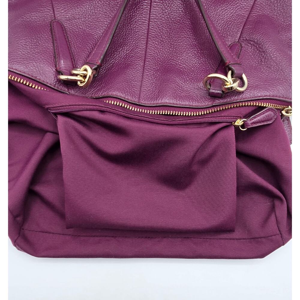 Coach Small Kelsey Pebbled Leather Satchel Bag β Deep Plum β Gold Hardware - Picture 13 of 16